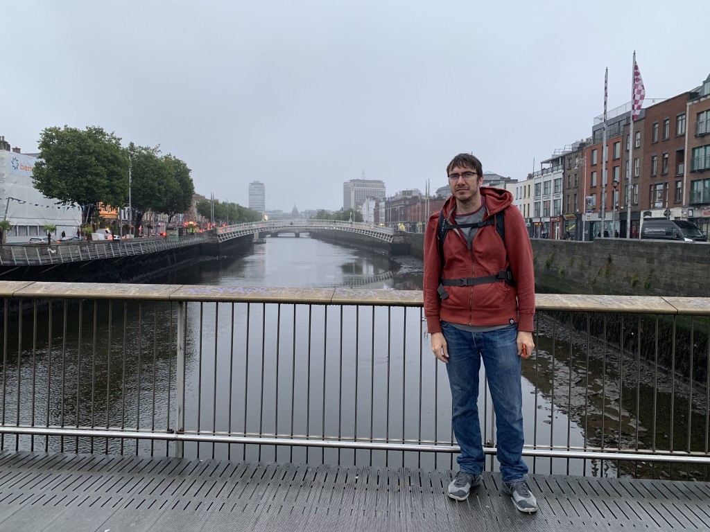 Greg crossing the Millennium Bridge