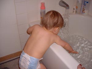 Adrianna helps prepare the bath