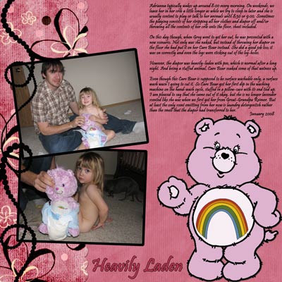 Heavily Laden - Care Bear Scrapbook Page