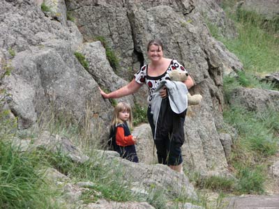 Adrianna and Amber at the base of Devils Tower