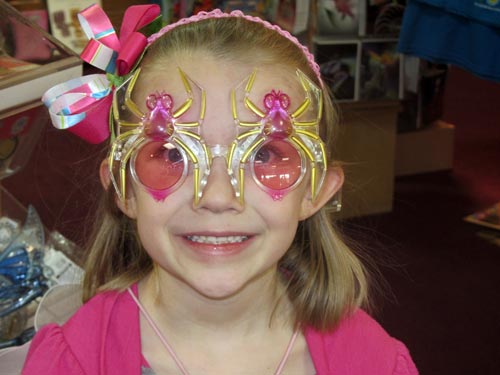 Adrianna wearing spider glasses