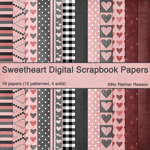 Digital Scrapbook Paper - Valentine's Day Scrapbook Paper Collection