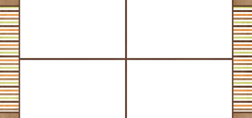 Free scrapbook page layout for four photos. Brown and striped background.