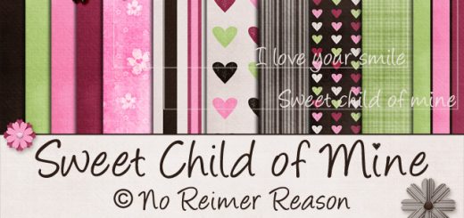Love-themed scrapbook kit. Colors are primarily pink and brown with some greens, too.