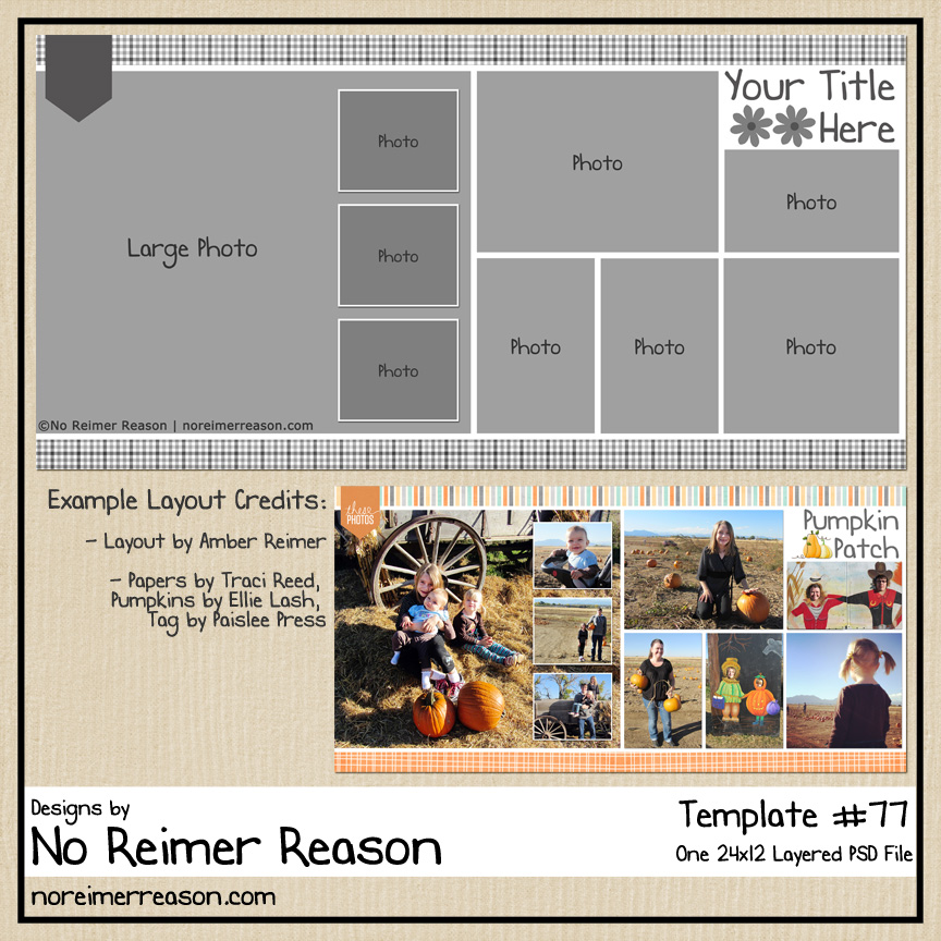 Digital Scrapbook Layout Template for Adobe Photoshop 