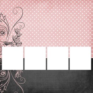 Scrapbook Page Layout for three photos. Pink and striped background.