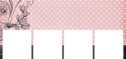 Scrapbook Page Layout for three photos. Pink and striped background.