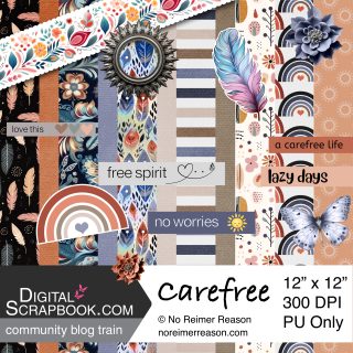 Digital Scrapbook Kit - Carefree Boho theme