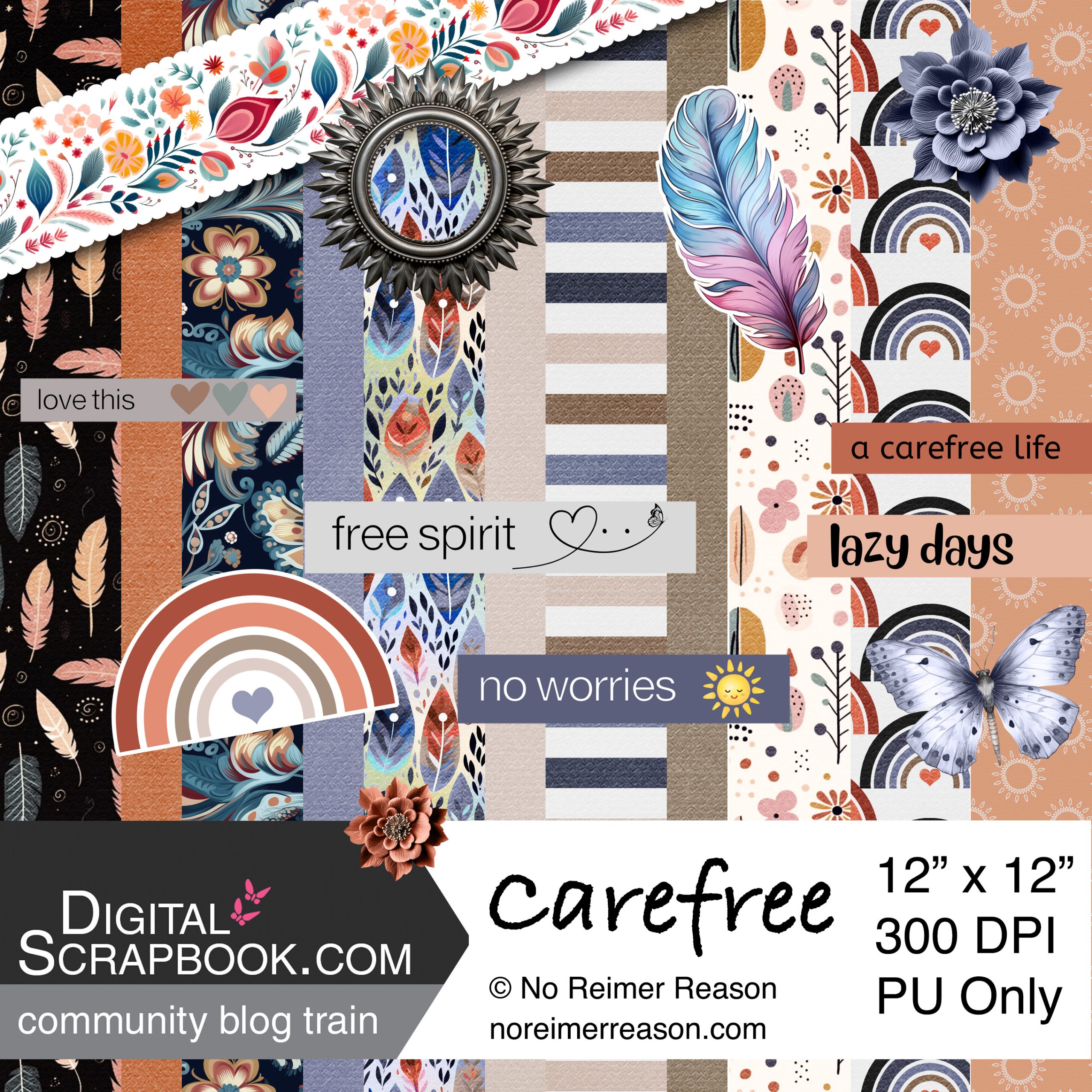 Free Digital Scrapbook Kit - Carefree